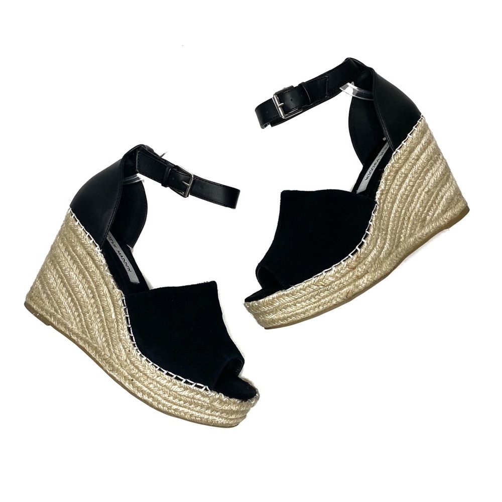 Steve Madden Jaylen Black Wedge Sandals